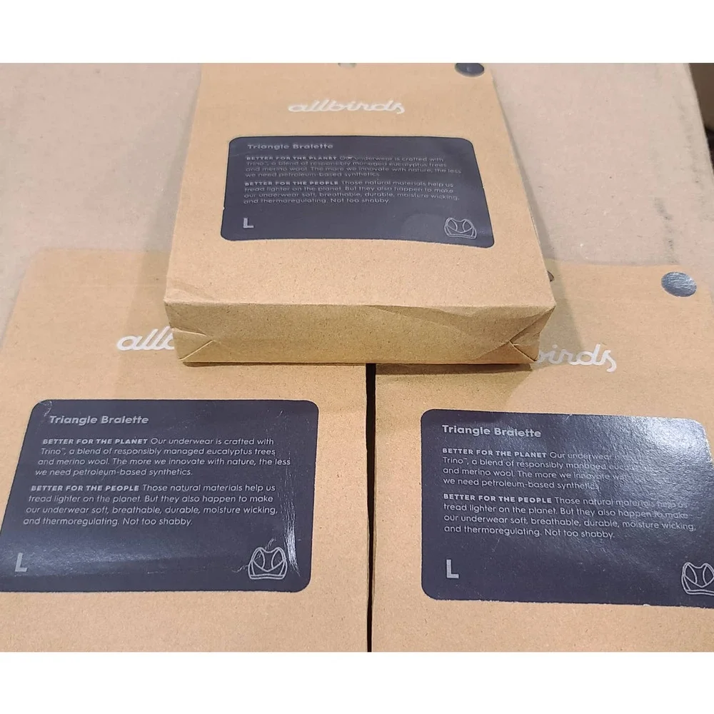 NWT allbirds Trino Triangle Bralette LOT of 3 - LARGE - black - LARGE - Picture 2 of 4